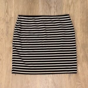 a.n.a Black and White Striped Mini Skirt